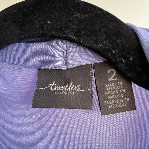 Chico’s Travelers 2 Piece Set Jacket Pants Cropped Periwinkle Purple EUC 2 lg 12 - Picture 3 of 8